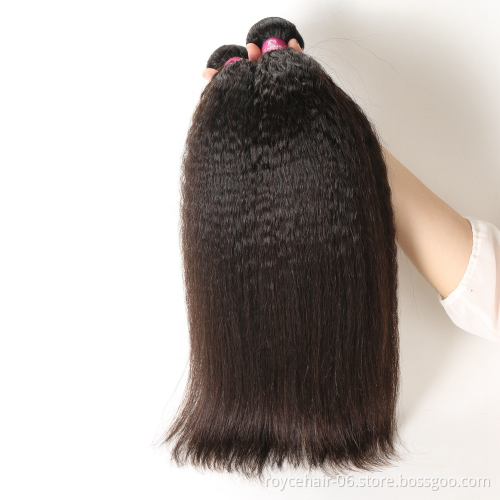 Royce 10A Peruvian Virgin Hair 100% Unprocessed Kinky Straight Natural Color Double Weft Human Hair Bundles